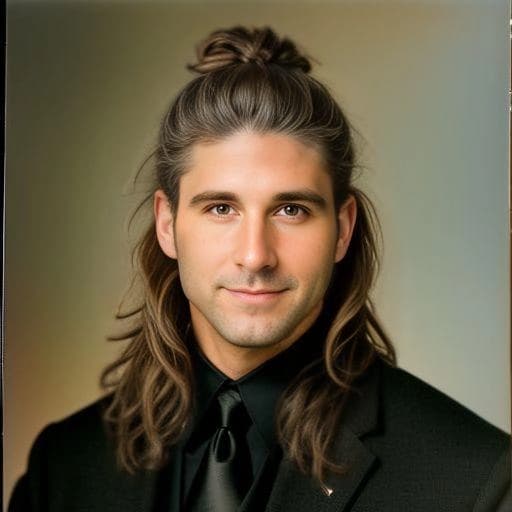 ロングヘアを結び上げたヘアスタイル画像