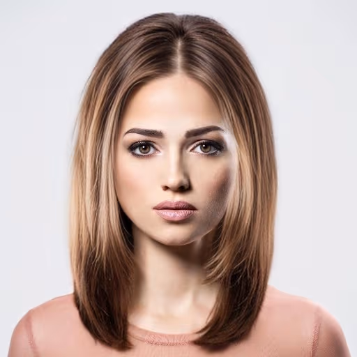 肩の長さのストレートヘアの画像