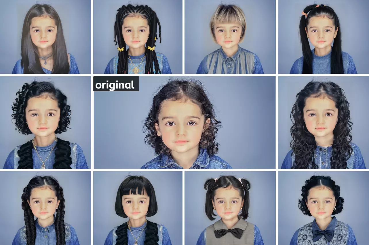 El efecto de las fotos de retratos después de cambiar el cabello