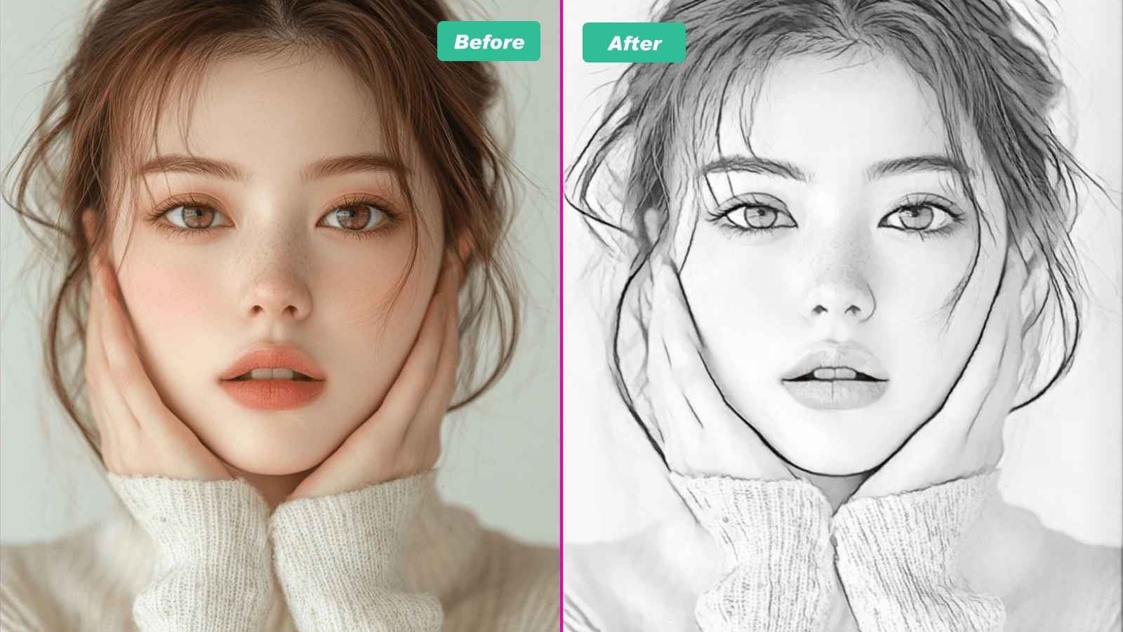 Photo to sketch AI example portrait two